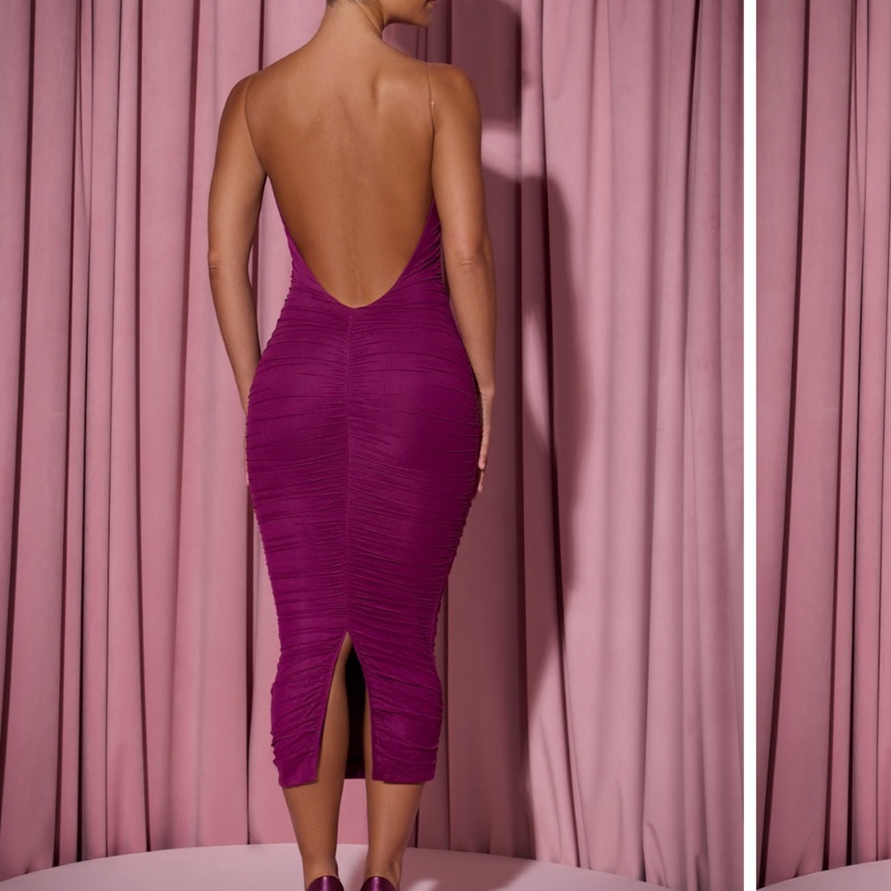 OHPOLLY NWT plum body con alondra- Elegant Purple Women's Dress - Picture 2 of 3